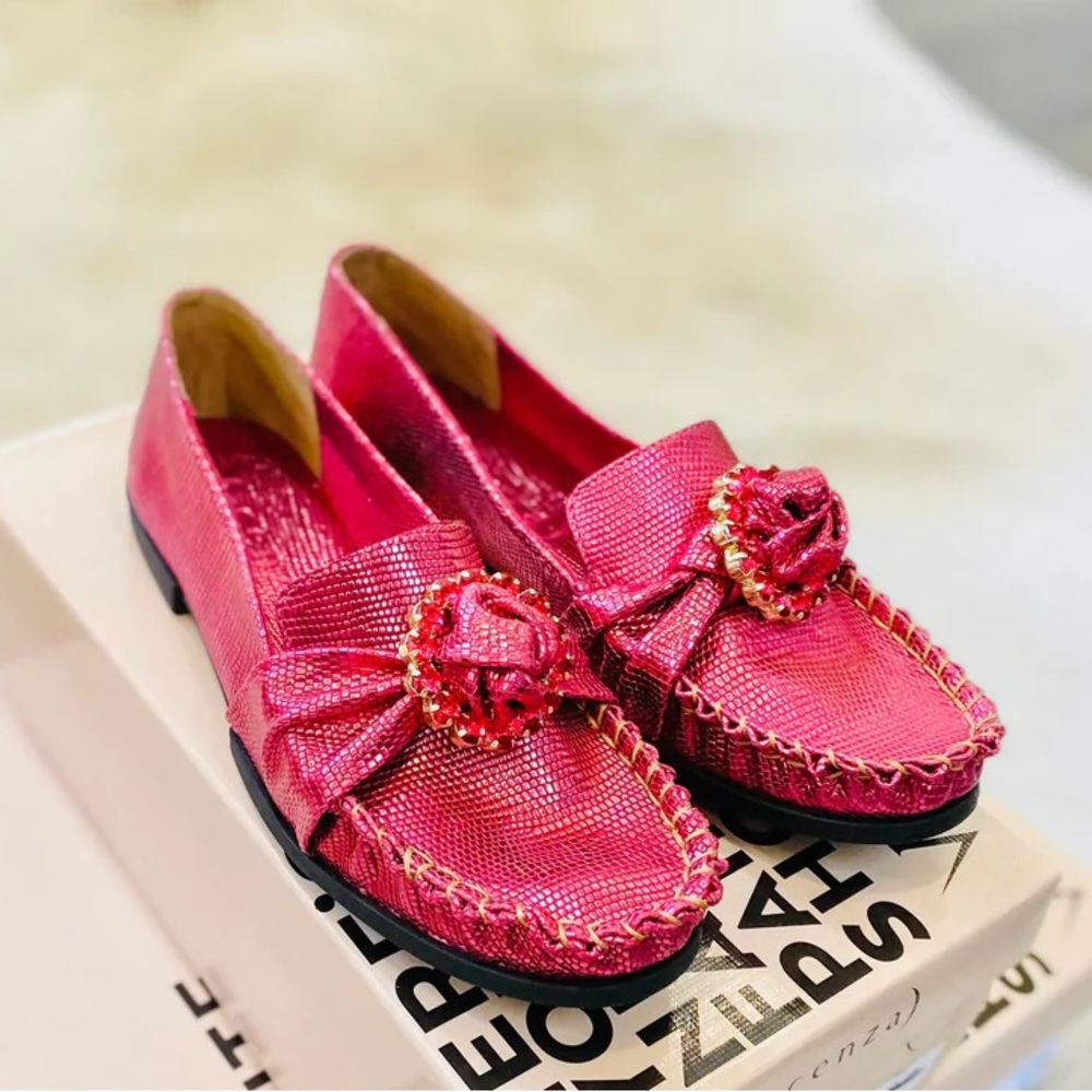 Hot pink metallic flats